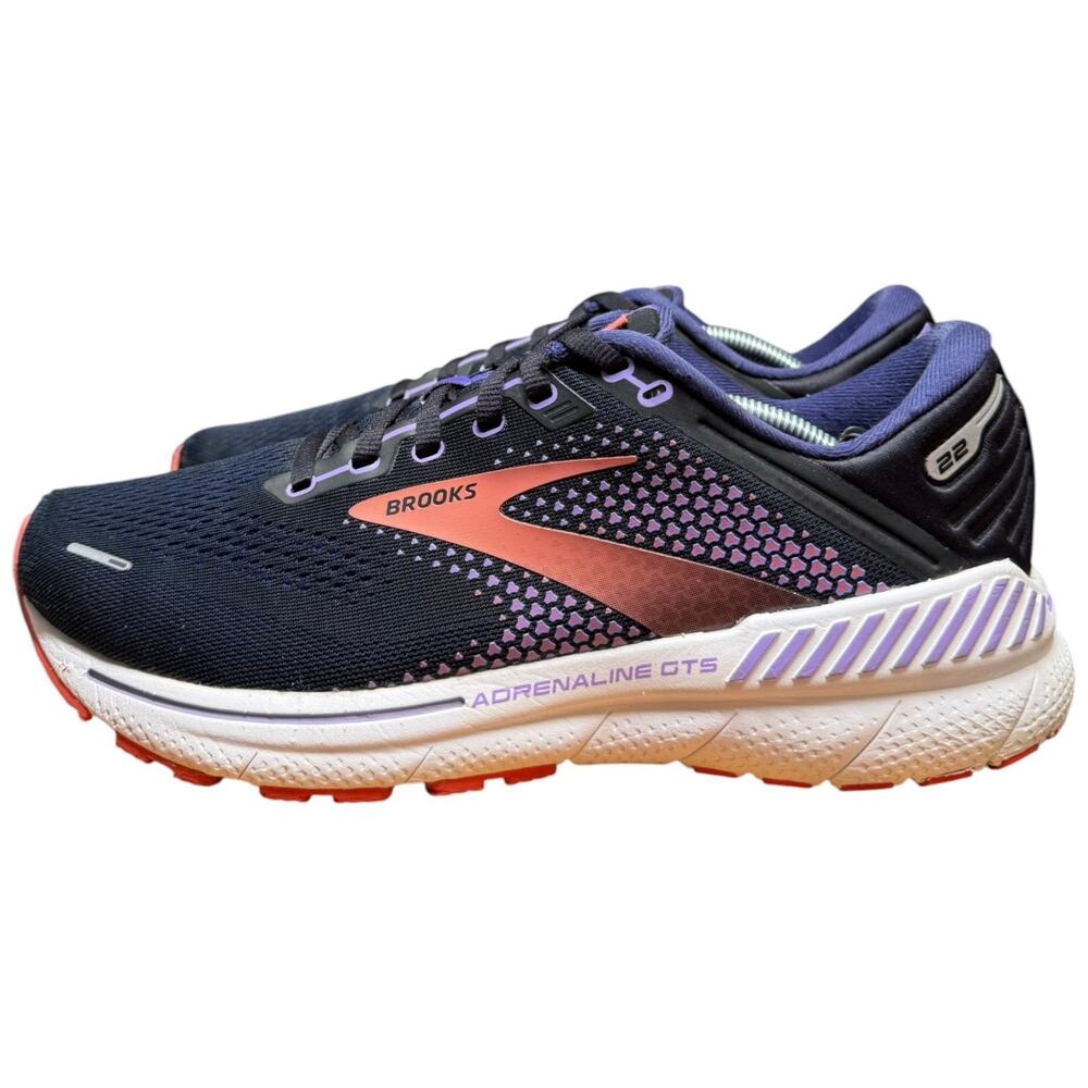 BROOKS Adrenaline GTS 22 Women's 10 Running Shoes Black Purple Coral READ